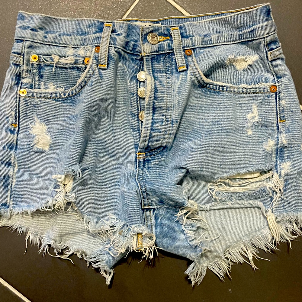 AGOLDE Parker vintage cut off distressed High rise jean shorts size 24